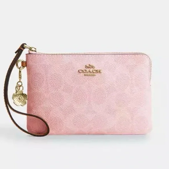 Coach Corner Zip Wristlet In Signature Canvas With Charms CEF72 NWT🌸 - Picture 1 of 5